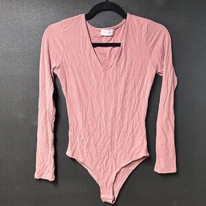 Pink Lily Soft Pink Ribbed Bodysuit